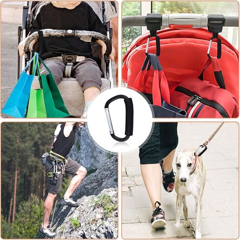 JIALEEY Grocery Bag Shopping Bag Holder Handle Carrier Tool Multi Purpose Snap Hook Stroller Hook Set Organizer Accessories with Soft Foam Grip for Hanging, Pack of 2, Black in Saudi Arabia