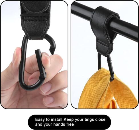 KINBOM Stroller Hooks, Carriage Hooks for Bag, 2pcs Mommy Bag Hook Stroller Organizer Hook Clip Heavy Duty Stroller Clip for Bags Hanging Shopping Diaper Bags (Black) in Kuwait