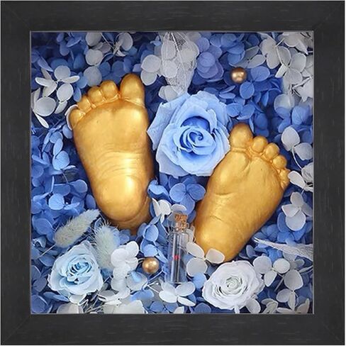 8x8 Shadow Box Frame, 3D Shadow Box Display Case, Memory Box for Baby Handprint & Footprint DIY Hand Foot Print 3D Plaster Collages Collections Mementos(2.3 Inch Depth, Black) in Saudi Arabia