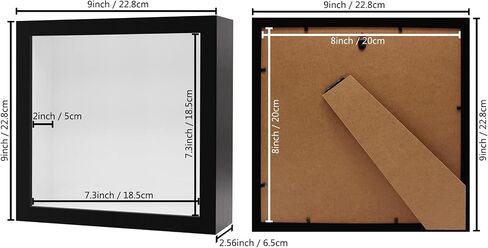 8x8 Shadow Box Frame, 3D Shadow Box Display Case, Memory Box for Baby Handprint & Footprint DIY Hand Foot Print 3D Plaster Collages Collections Mementos(2.3 Inch Depth, Black) in Saudi Arabia