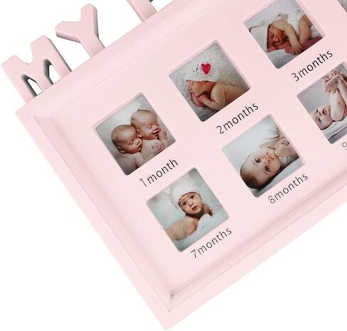 إطارات صور الأطفال من ESTAMICO تذكار لصور My First Year لذاكرة الطفل من 1 إلى 12 شهرًا، وردي in Kuwait