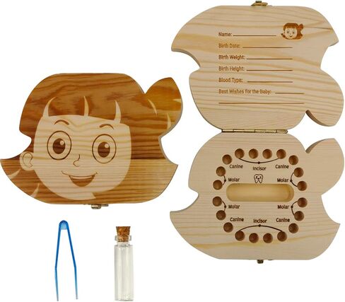 PAMBO Baby Tooth Fairy Keepsake Box- First Teeth and Curl Keepsake Box | Tooth Boxes Saver & Holders for Lost Teeth Kids-Girls in Saudi Arabia