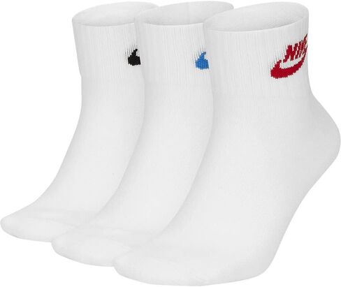 Nike Men's Everyday Essential Crew Socks 3 Pack (White(SK0109-911)/Blue/Pink, Large) in Saudi Arabia
