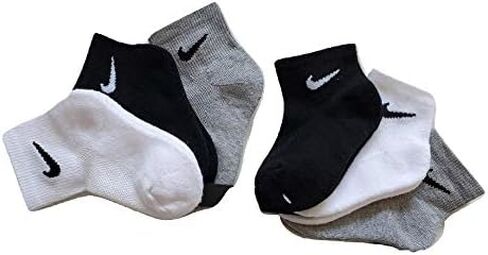 Nike Kids' Unisex 6 Pair Cushioned Ankle Socks Size 4-5 (7c-10c) Black/grey/White in Saudi Arabia