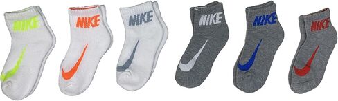 Nike Boys Big Swoosh Ankle Socks 6 Pair, 10C-3Y/5-7(Sock Size) in Saudi Arabia