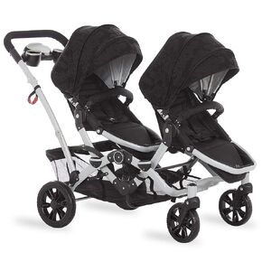Track Tandem Double Umbrella Stroller in Black, Lightweight Double Stroller for Infant and Toddler, Multi-Position Reversible & Reclining Seats, Large Storage Basket and Canopy