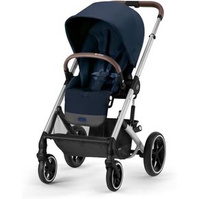 عربة أطفال Cybex Balios S Lux بمواجهة أمامية أو مواجهة للوالدين، مواضع مقعد بيد واحدة قابلة للطي ومتعددة الأوضاع، عربة أطفال بمقود جلدي قابل للتعديل لمدة 6 أشهر فما فوق، أسود عميق in Kuwait