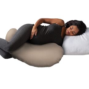 Boppy Cuddle Pregnancy Pillow - Compact Ergonomic Maternity Pillow, Versatile Support, Great Side Sleeper Pillow, Washable, with Cooling Rayon Cover - Gray Basket Weave in Saudi Arabia