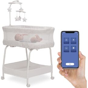 Delta Children SmartSleep Auto Glide Bassinet with Bluetooth, Alloy in Saudi Arabia