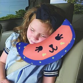 Kids Car Seat Travel Neck Pillow Soft Neck Support Cushion Car Seat Belt Cover Cushion Pillow Car Seatbelt Shoulder Pad Head Neck Support Pillow Seat Strap Pillow for Car Airplane Pushchair Travel in Kuwait