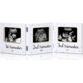 Amyhill Triple Ultrasound Picture Frames, Baby Sonogram Photo Frame Pregnancy Ultrasound Keepsake Frame, Gift for Expecting Parents, Baby Shower Baby Nursery Decor, White in Saudi Arabia