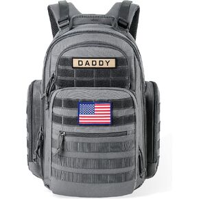 SHARKMOUTH Military Diaper Bag for Men: 100% Confident Carry for Dads | Tactical Masculine Style Dads Proud to Carry - Built Tough for Daily Parenting/Travel/Outdoor Adventures (Black) in Saudi Arabia