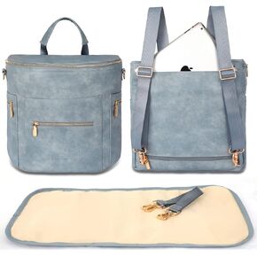 miss fong Diaper Bag Backpack Baby Diaper Bag, Large Leather Diaper Backpack with 16 Pockets Travel Diaper Bag with Diaper Changing Pad, Pañaleras Para Bebe for Moms(Convertible, Peanut) in Saudi Arabia