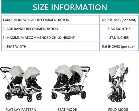 Track Tandem Double Umbrella Stroller in Black, Lightweight Double Stroller for Infant and Toddler, Multi-Position Reversible & Reclining Seats, Large Storage Basket and Canopy in Kuwait