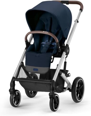 عربة أطفال Cybex Balios S Lux بمواجهة أمامية أو مواجهة للوالدين، مواضع مقعد بيد واحدة قابلة للطي ومتعددة الأوضاع، عربة أطفال بمقود جلدي قابل للتعديل لمدة 6 أشهر فما فوق، أسود عميق in Kuwait
