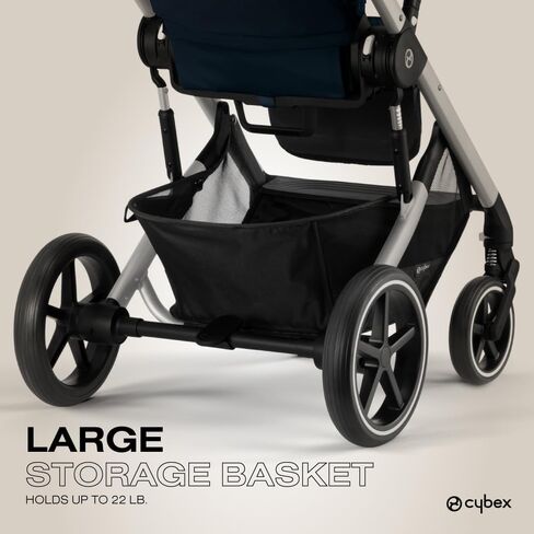 عربة أطفال Cybex Balios S Lux بمواجهة أمامية أو مواجهة للوالدين، مواضع مقعد بيد واحدة قابلة للطي ومتعددة الأوضاع، عربة أطفال بمقود جلدي قابل للتعديل لمدة 6 أشهر فما فوق، أسود عميق in Kuwait