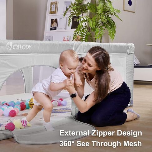 Baby Playpen, Playpen for Babies, Extra Large Play Yard for Infants Toddlers, Indoor Safety Kids Activity Center, Anti Fall Baby Fence with Window Gates(79x59x27 Inches, Grey) in Saudi Arabia