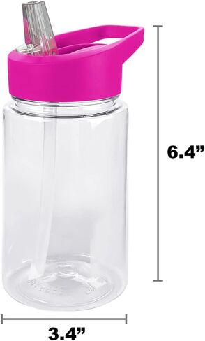 LOGOVISION Peppa Pig Kids Tritan Plastic Water Bottle with Straw Lid and Handle, Reusable Tumbler for Toddlers, Unisex for Girls and Boys, 12oz, Peppa Stuff Pattern in Saudi Arabia