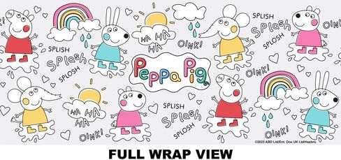 LOGOVISION Peppa Pig Kids Tritan Plastic Water Bottle with Straw Lid and Handle, Reusable Tumbler for Toddlers, Unisex for Girls and Boys, 12oz, Peppa Stuff Pattern in Saudi Arabia