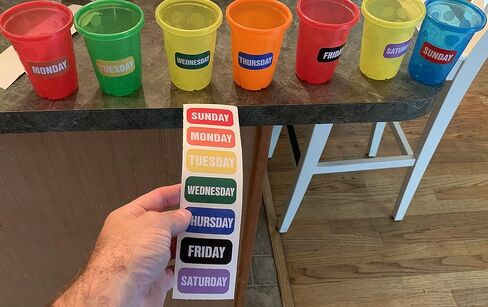 Just Baby'd Sip'n Learn Labels - Learn Days of the Week and Colors of the Rainbow - Weekly Labels for Toddlers - Dual Learning & Education Tool - Sticker Set for Sippy Cups, Dishwasher Safe. in Saudi Arabia