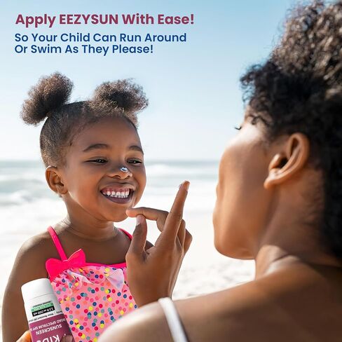 EEZYSUN SPF50 Sunscreen for Babies & Kids - Mineral Sunscreen for Face - Dermatologically Tested for Sensitive Skin - Contains Aloe Vera, Sweat/Water Resistant, Cruelty-Free, Reef Safe Sunscreen (3.3 FL OZ) in Saudi Arabia