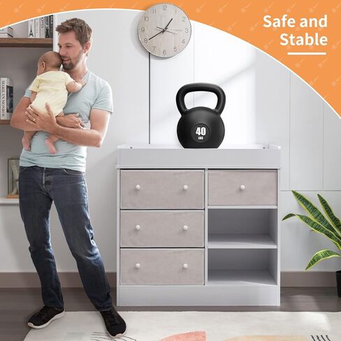 طاولة تغيير الحفاضات مع 4 أدراج، طاولة تغيير الحفاضات مع سطح تغيير ورفين، محطة تغيير حفاضات الأطفال الرضع لغرفة نوم الأطفال وغرفة المعيشة، محطة تغيير حفاضات الأطفال in Kuwait