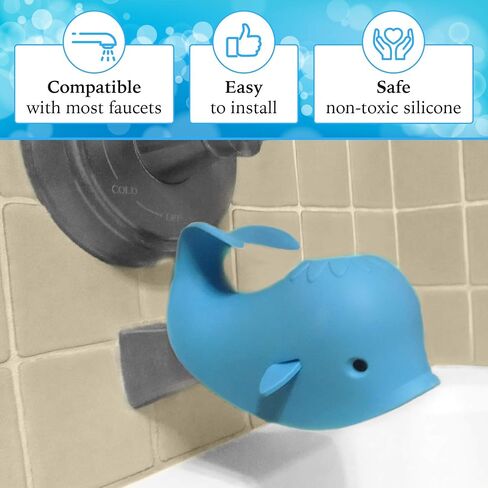 Aurelie Silicone Whale Tub Faucet Cover for Kids, Protective Baby Safety Products for the Bathtub Spout, Blue in Saudi Arabia
