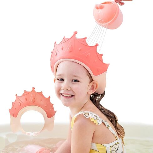 Shower Cap Children, Baby Safe Shampoo Cap, Baby Adjustable Shampoo Protection, Shampoo Protection for Children, Washing Hair without Tears, for 0-9 Years Crown (Red) in Saudi Arabia