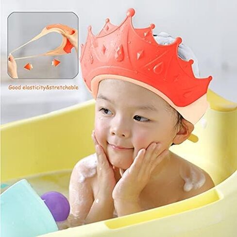 Shower Cap Children, Baby Safe Shampoo Cap, Baby Adjustable Shampoo Protection, Shampoo Protection for Children, Washing Hair without Tears, for 0-9 Years Crown (Red) in Saudi Arabia