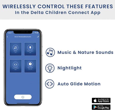 سرير دلتا للأطفال SmartSleep Auto Glide مزود بتقنية البلوتوث، مصنوع من خليط معدني in Saudi Arabia