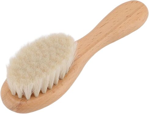WALFRONT Wooden Baby Hair Brush and Comb Set Natural Soft Goat Bristle Brush Double Edged Comb for Baby Shower Newborn Hair Grooming Healthcare Kits in Saudi Arabia