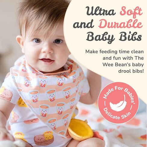 The Wee Bean Organic Cotton Bandana Bibs 2pcs Set, Baby Bandana Drool Bibs for Boys Girls Unisex, Teething and Drooling in Saudi Arabia