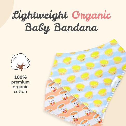 The Wee Bean Organic Cotton Bandana Bibs 2pcs Set, Baby Bandana Drool Bibs for Boys Girls Unisex, Teething and Drooling in Saudi Arabia