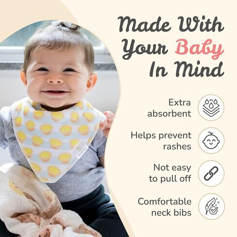 The Wee Bean Organic Cotton Bandana Bibs 2pcs Set, Baby Bandana Drool Bibs for Boys Girls Unisex, Teething and Drooling in Saudi Arabia