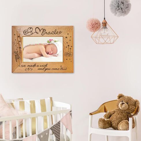 Tiny Miracle Engraved Baby Ultrasound Picture Frame New Mom Gift Wood Sonogram Picture Frame Baby Keepsake for Pregnancy Announcements Gender Reveal Baby Shower New Parents, Hold 3 1/2 x 5 Inch Photo in Saudi Arabia