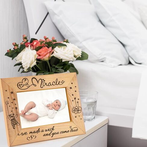 Tiny Miracle Engraved Baby Ultrasound Picture Frame New Mom Gift Wood Sonogram Picture Frame Baby Keepsake for Pregnancy Announcements Gender Reveal Baby Shower New Parents, Hold 3 1/2 x 5 Inch Photo in Saudi Arabia