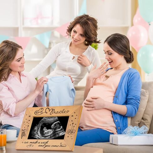 Tiny Miracle Engraved Baby Ultrasound Picture Frame New Mom Gift Wood Sonogram Picture Frame Baby Keepsake for Pregnancy Announcements Gender Reveal Baby Shower New Parents, Hold 3 1/2 x 5 Inch Photo in Saudi Arabia