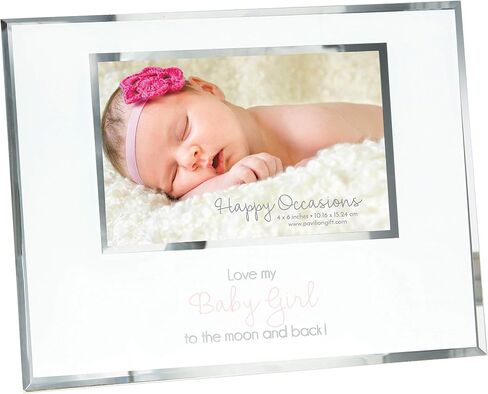 Pavilion Gift Company 61162 Love Girl to The Moon and Back 4x6 Newborn Baby Picture Frame, Pink in Saudi Arabia