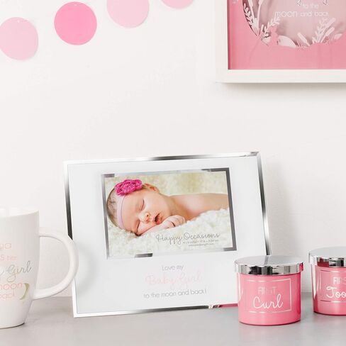 Pavilion Gift Company 61162 Love Girl to The Moon and Back 4x6 Newborn Baby Picture Frame, Pink in Saudi Arabia