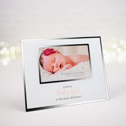 Pavilion Gift Company 61162 Love Girl to The Moon and Back 4x6 Newborn Baby Picture Frame, Pink in Saudi Arabia