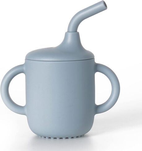Silicone Sippy Cups for Baby 6 Months, Sippy Cup with Straw for Baby 6-12 Months, Toddler Training Sippy Cups 1-3 Years, No Spill Straw Cup for Baby Toddler Infant, 6oz/180ml (Blue) in Saudi Arabia