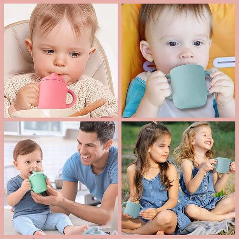 Silicone Sippy Cups for Baby 6 Months, Sippy Cup with Straw for Baby 6-12 Months, Toddler Training Sippy Cups 1-3 Years, No Spill Straw Cup for Baby Toddler Infant, 6oz/180ml (Blue) in Saudi Arabia