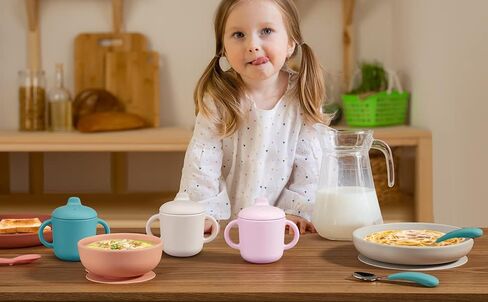 6 Months+ Sippy Cups with Handles,Small Silicone Sippy Cups Leak Proof 5oz,No Spill Sippy cups for Toddlers (Soft Lilac) in Saudi Arabia