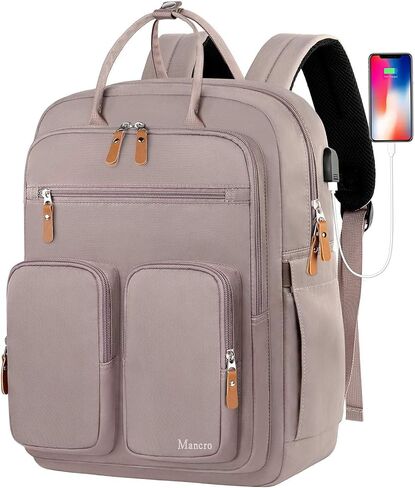 Mancro Diaper Bag Backpack, Baby Bags for Mom and Dad Maternity Diaper Bag for Girls, Large Capacity Waterproof Bag with USB Charging Port, Insulated Pockets, Stroller Straps, Grey in Saudi Arabia
