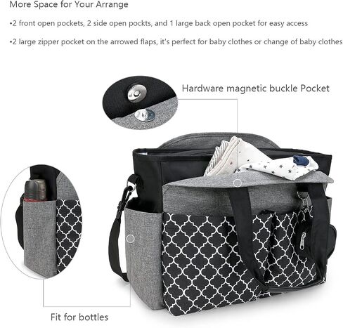Lmbabter Diaper Bag Tote with Changing Station Upgrade Multi-Function Baby Bag with Adjustable Shoulder Strap in Saudi Arabia