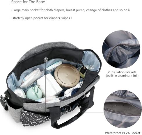 Lmbabter Diaper Bag Tote with Changing Station Upgrade Multi-Function Baby Bag with Adjustable Shoulder Strap in Saudi Arabia