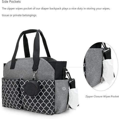 Lmbabter Diaper Bag Tote with Changing Station Upgrade Multi-Function Baby Bag with Adjustable Shoulder Strap in Saudi Arabia