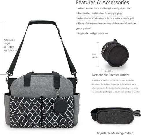 Lmbabter Diaper Bag Tote with Changing Station Upgrade Multi-Function Baby Bag with Adjustable Shoulder Strap in Saudi Arabia