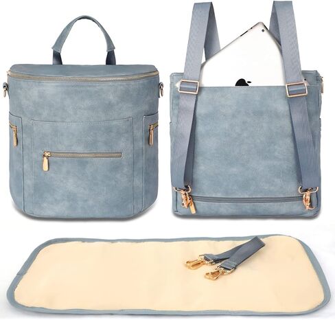 miss fong Diaper Bag Backpack Baby Diaper Bag, Large Leather Diaper Backpack with 16 Pockets Travel Diaper Bag with Diaper Changing Pad, Pañaleras Para Bebe for Moms(Convertible, Peanut) in Saudi Arabia