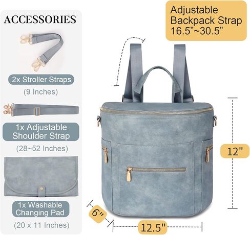 miss fong Diaper Bag Backpack Baby Diaper Bag, Large Leather Diaper Backpack with 16 Pockets Travel Diaper Bag with Diaper Changing Pad, Pañaleras Para Bebe for Moms(Convertible, Peanut) in Saudi Arabia